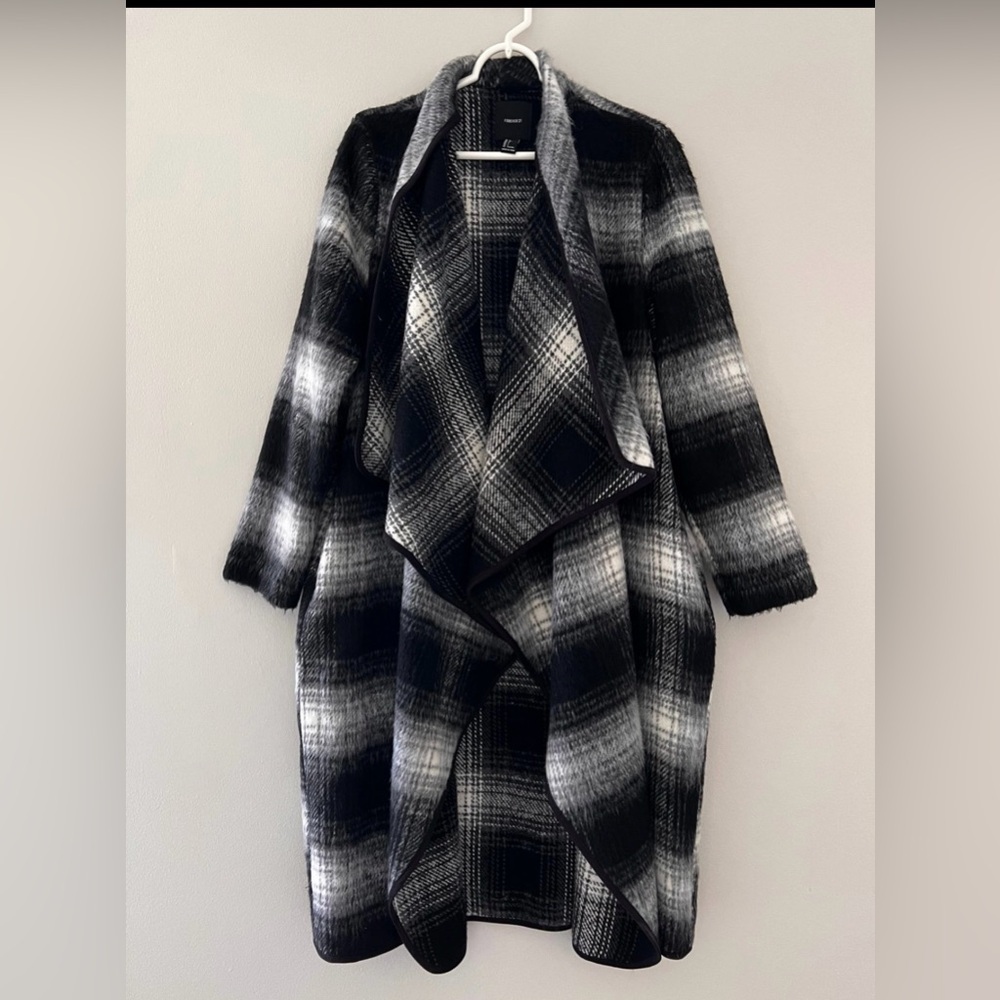 Forever 21 Cozy Wrap Faux Mohair Open Front Long Cardigan Coat Size Large - Picture 2 of 4